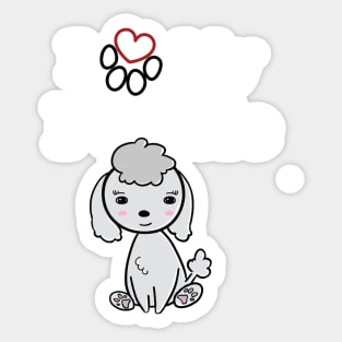 I Love My Poodle cute drawing Sticker